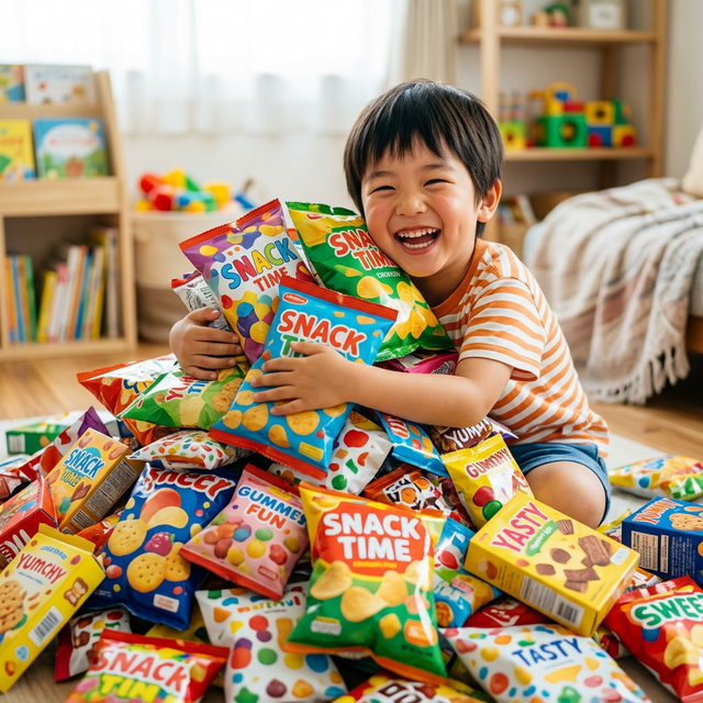 お菓子が山積みのクレーンゲーム
